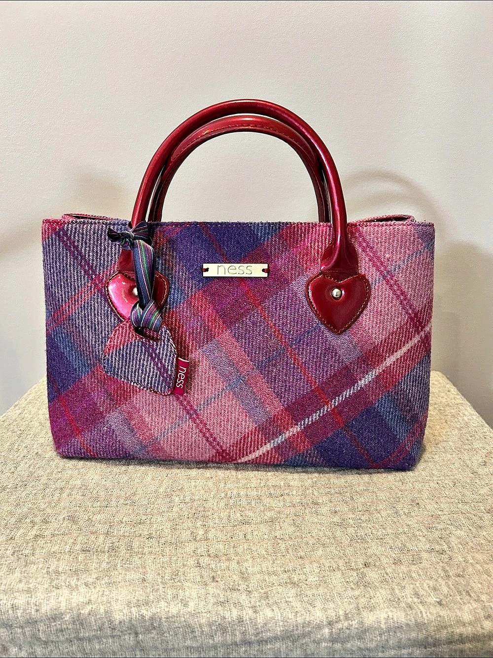 Ness Ebony Plaid Tote in Purple & Pink